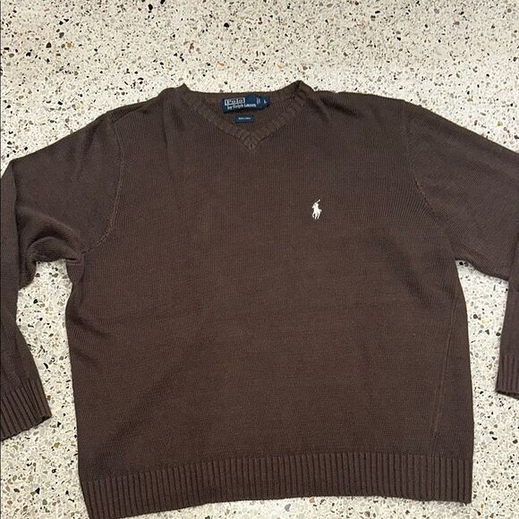 Polo Ralph Lauren brown 100% linen sweater large L - Picture 1 of 4